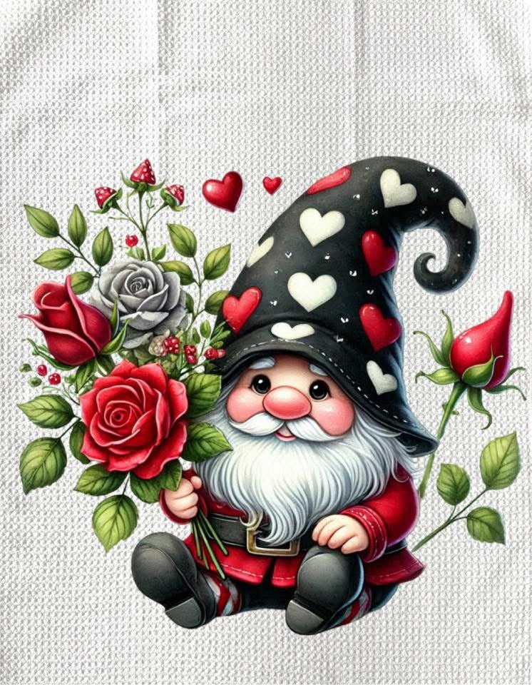 TOWELS - VALENTINE'S GNOME SINGLE BUD
