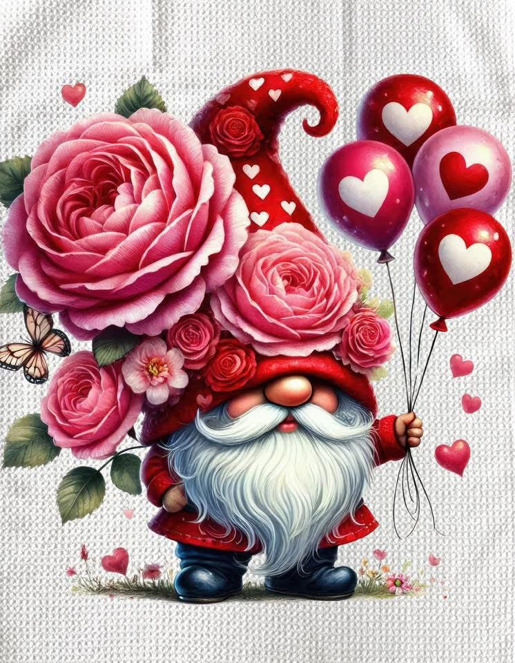 Towels - GNOME VALENTINES (RED HATS)