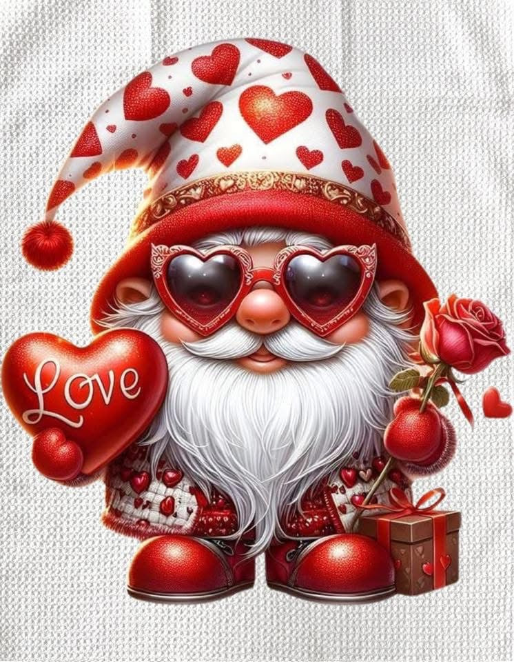 TOWELS - VALENTINE'S GNOME LOVE HEART