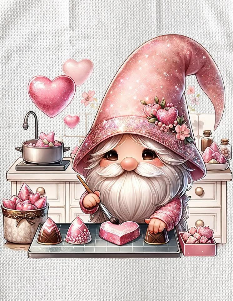 TOWELS - VALENTINE'S GNOME BAKING