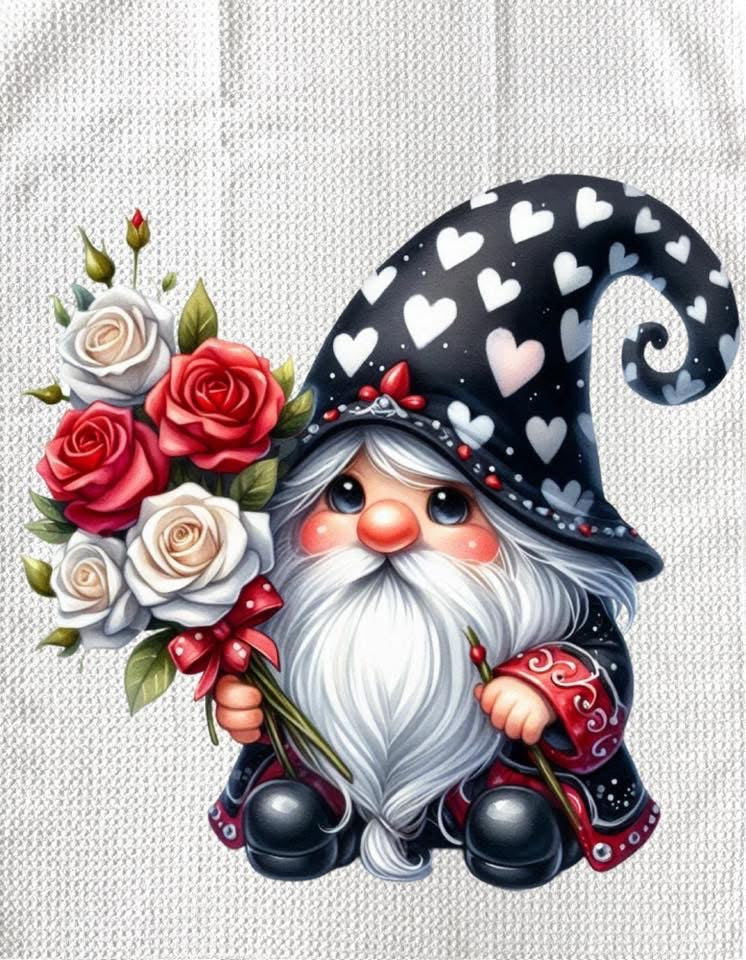 TOWELS - VALENTINE'S GNOME WITH ORNAMENTAL JACKET