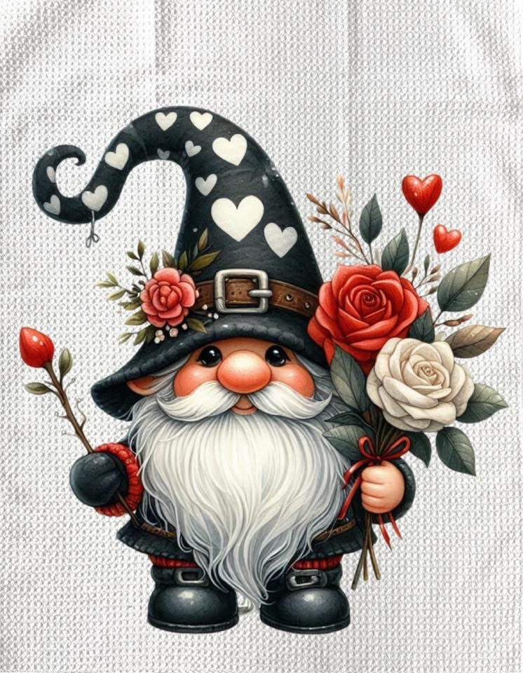 TOWELS - VALENTINE'S GNOME BELT BUCKLE HAT