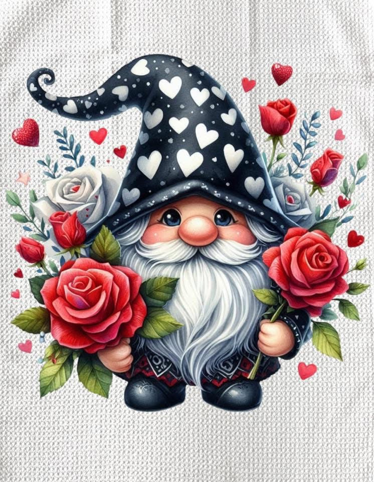 TOWELS - VALENTINE'S GNOME LG RED ROSES