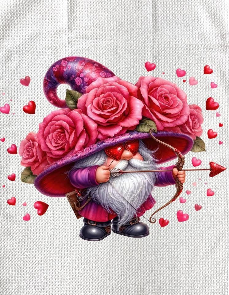 TOWELS - VALENTINE'S GNOME CUPID ARROW