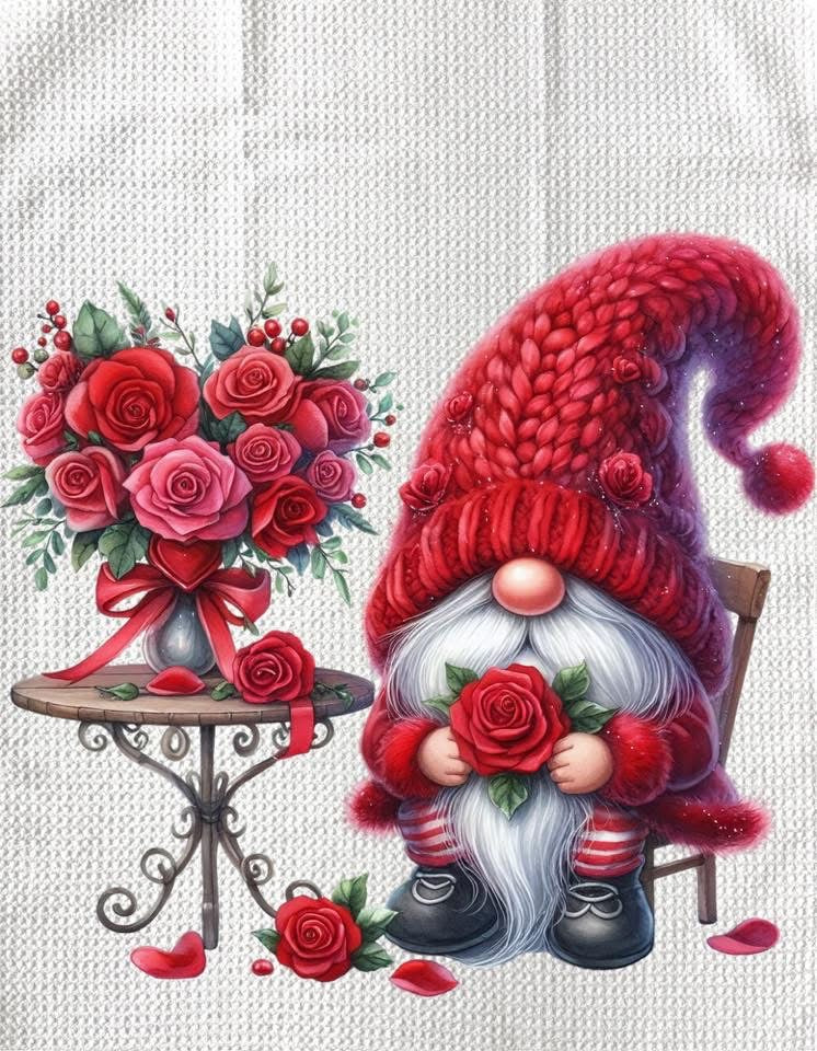 TOWELS - VALENTINE'S GNOME HEART BOUQUET