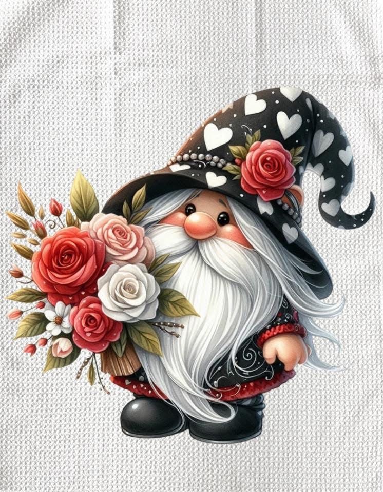 TOWELS - VALENTINE'S GNOME WITH ROSY CHEEKS
