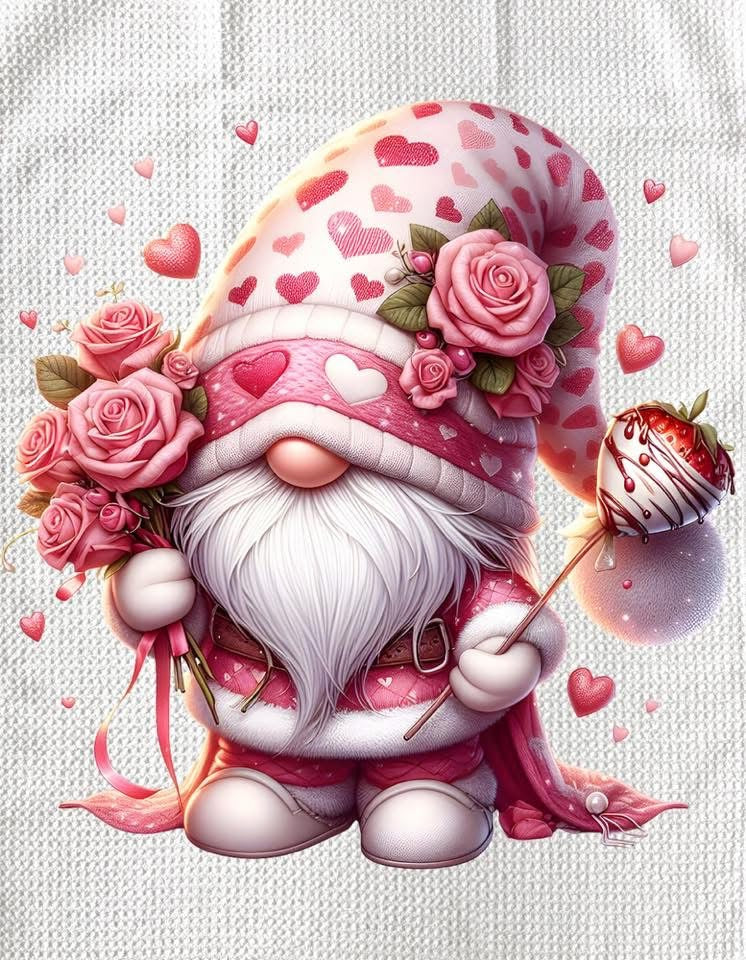 TOWELS - VALENTINE'S GNOME PINK ROSES