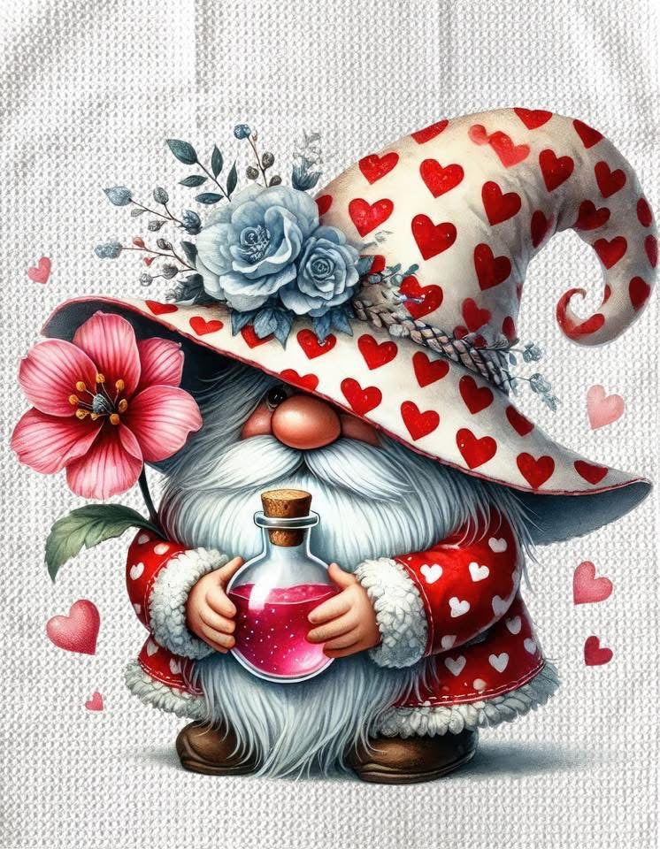 TOWELS - VALENTINE'S GNOME LOVE POTION