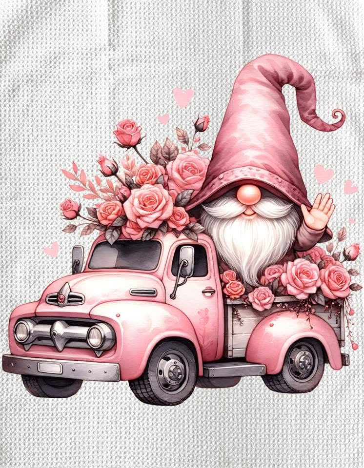 Towels - GNOME VALENTINES (WHITE /PINK HATS)