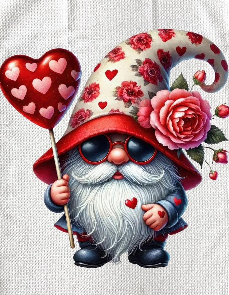 TOWELS - VALENTINE'S GNOME HEART BALLOON
