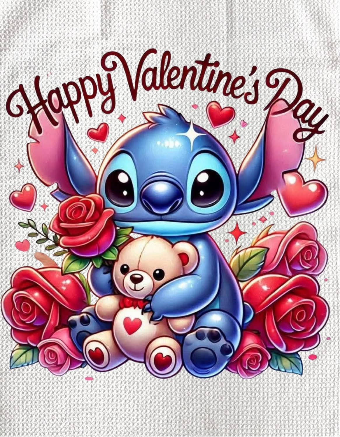 TOWELS - VALENTINE'S STITCH TEDDY BEAR