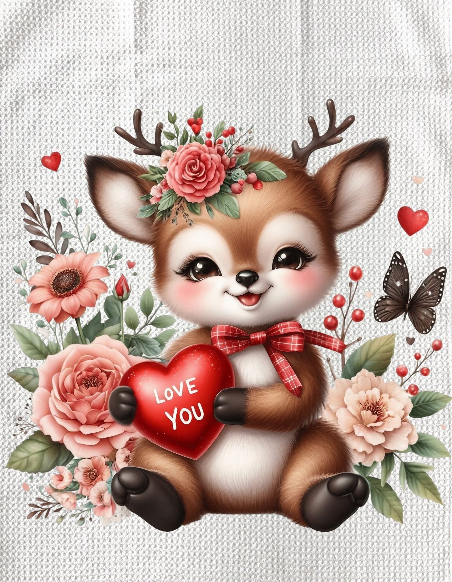 TOWELS - VALENTINE'S ANIMAL DEER LOVE YOU