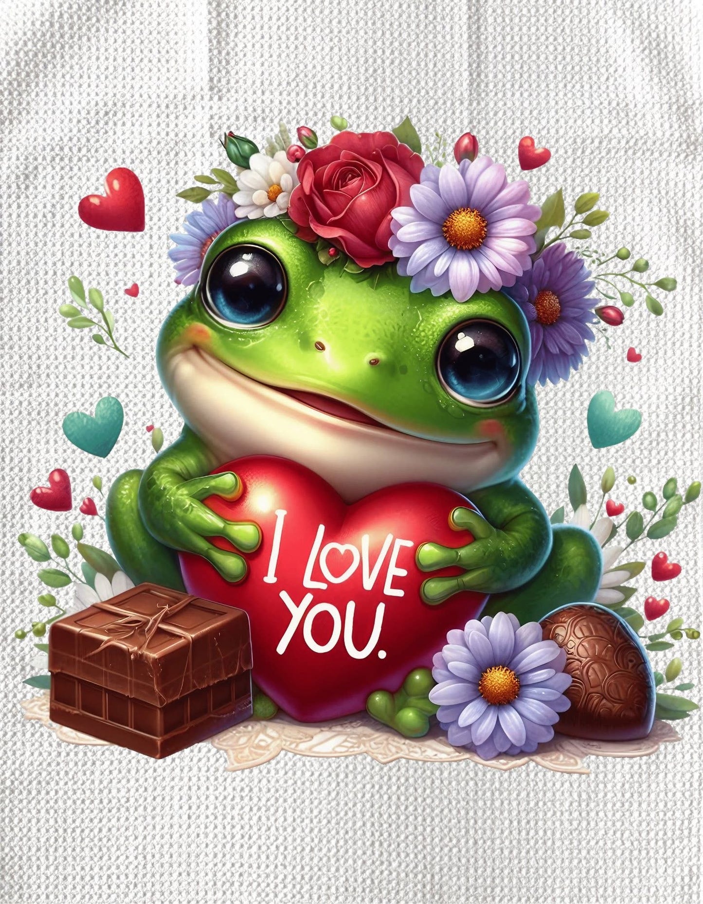 TOWELS - VALENTINE'S ANIMAL FROG LOVE YOU HEART