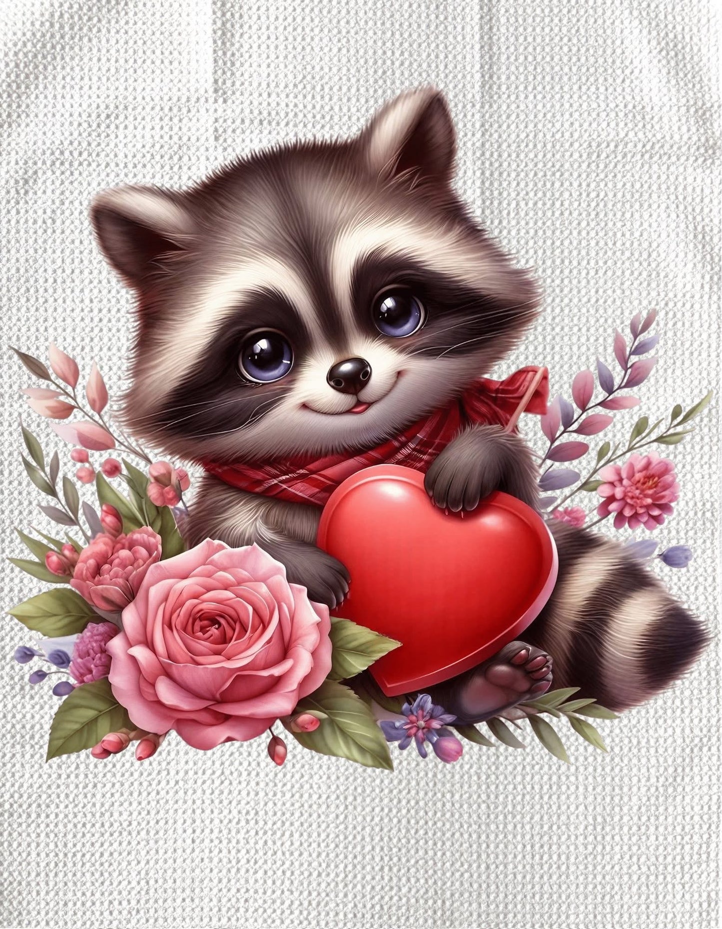 TOWELS - VALENTINE'S ANIMAL RACOON HEART