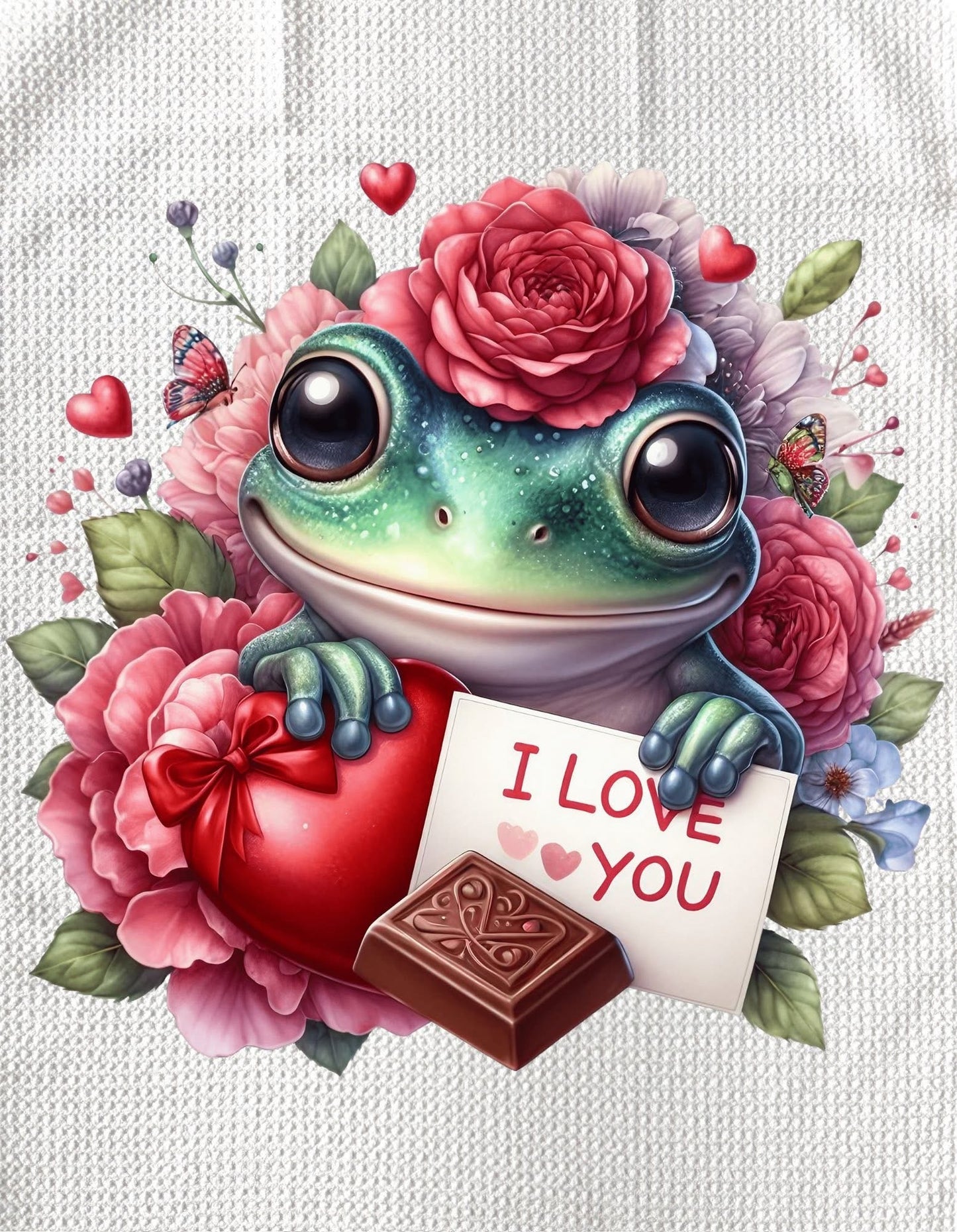 TOWELS - VALENTINE'S ANIMAL FROG LOVE YOU PAPER