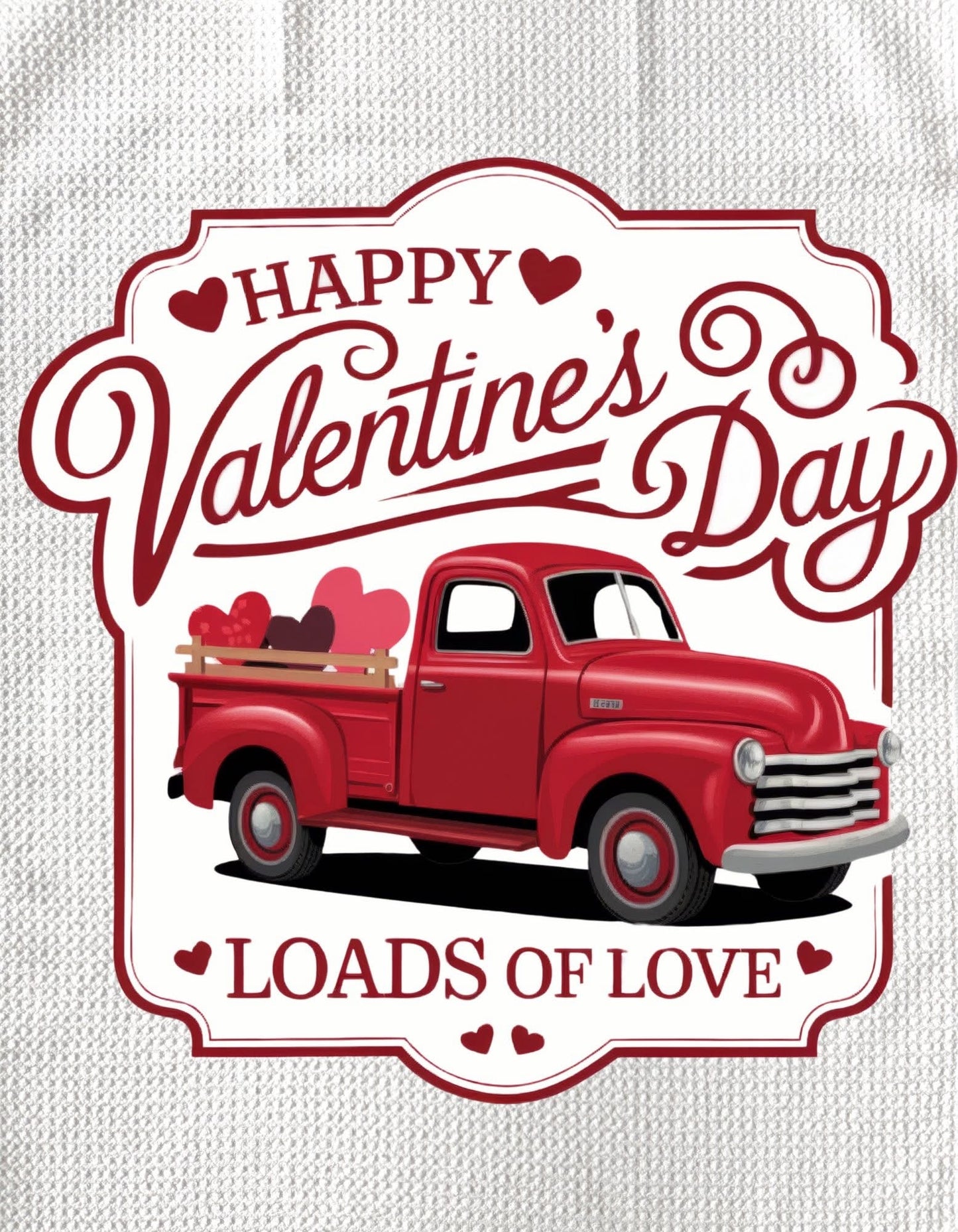 TOWELS - VALENTINE'S CUPID'S RED TRUCK