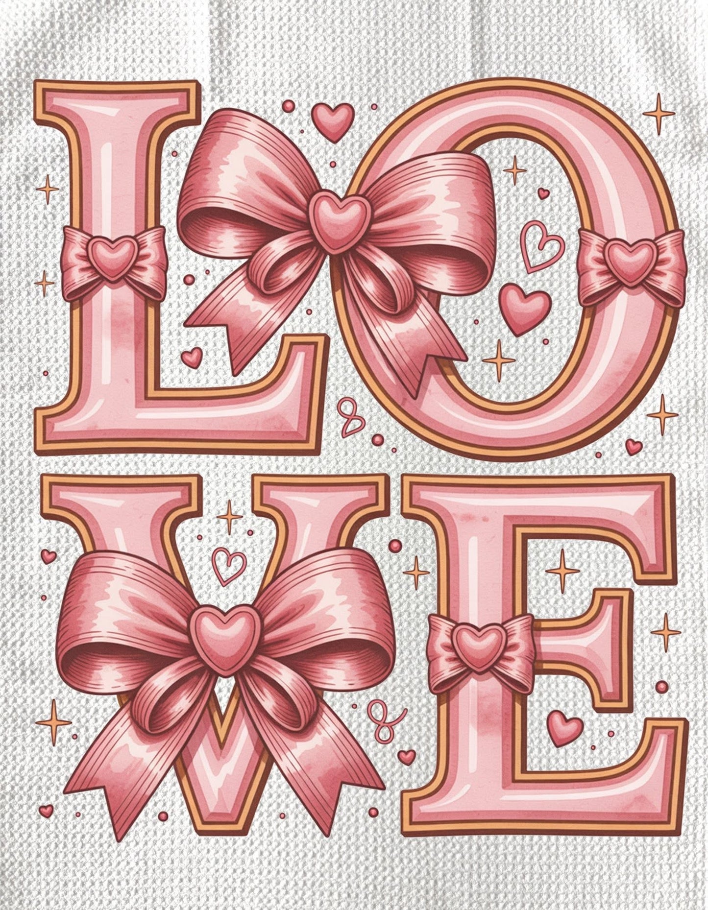 TOWELS - VALENTINE'S LOVE PINK BOWS