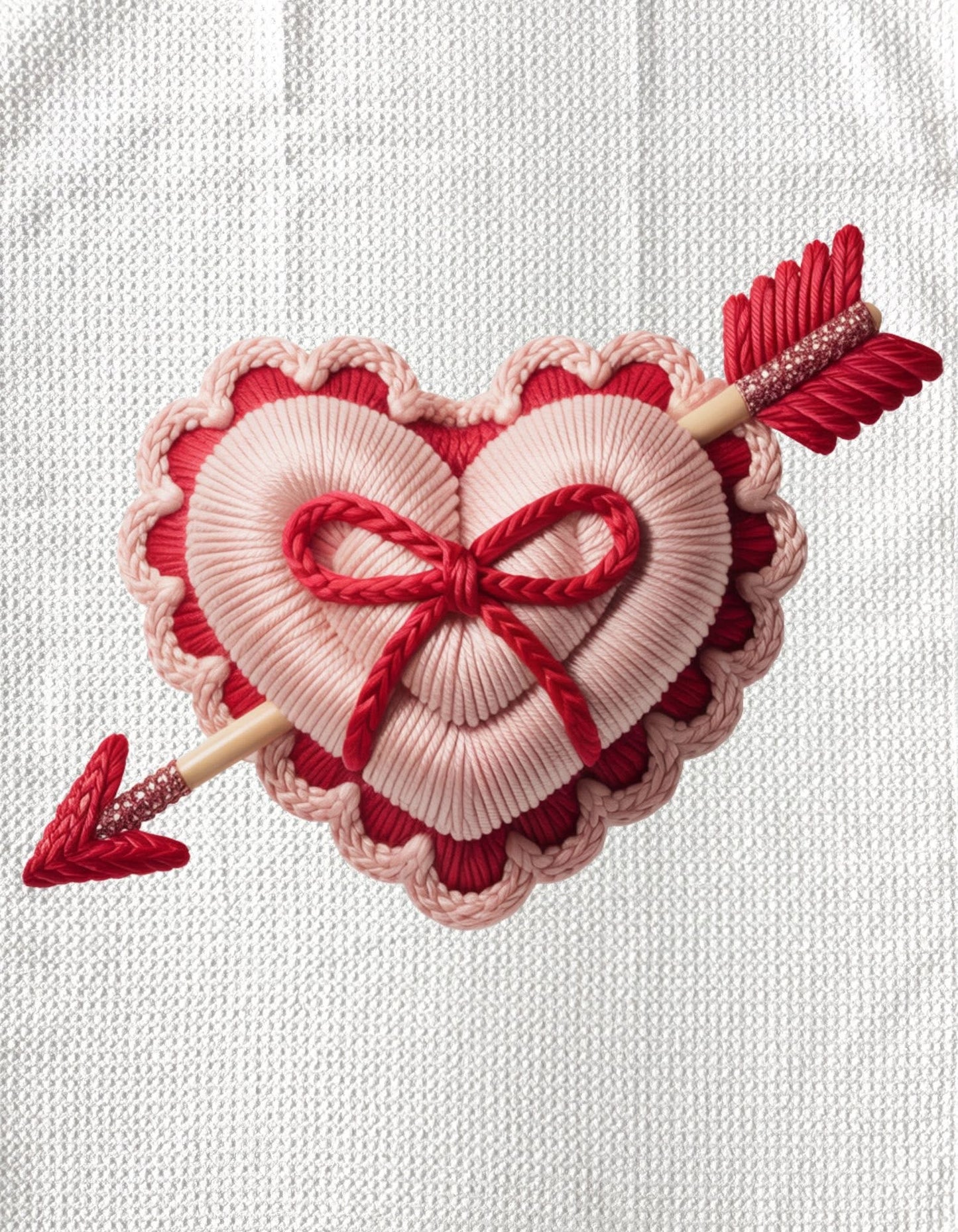 TOWELS - VALENTINE'S FABRIC HEART WITH BOW & ARROW