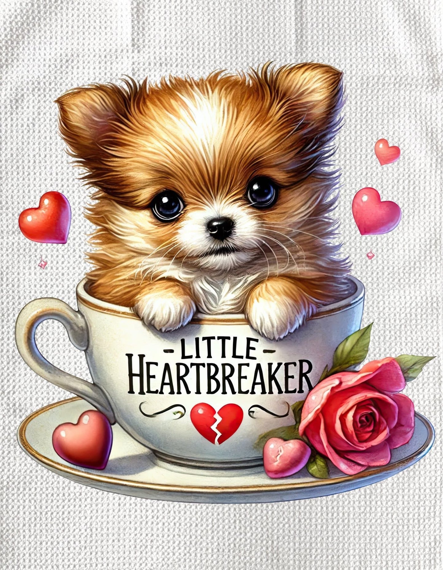 TOWELS - VALENTINE'S PUPPY LITTLE HEARTBREAKER