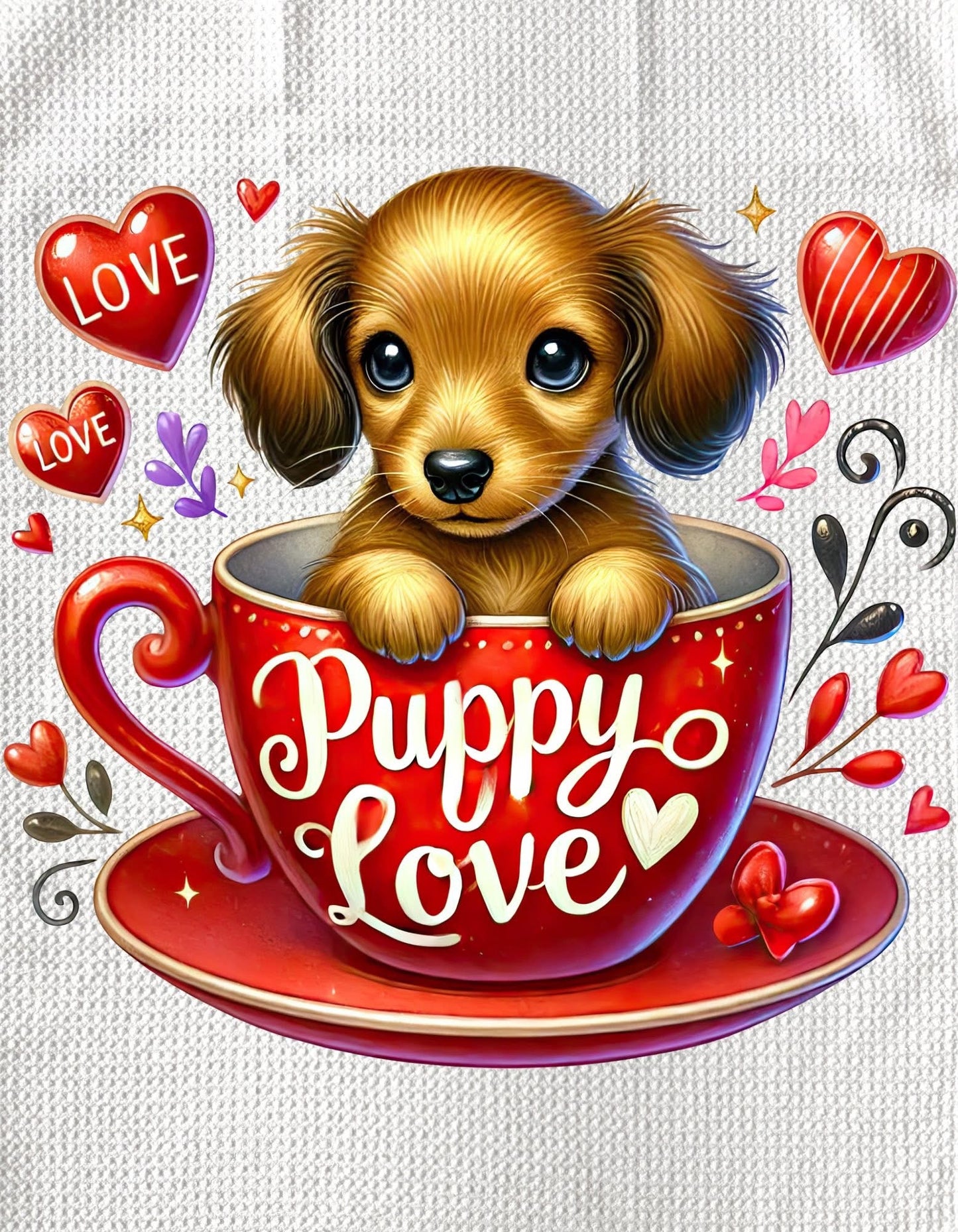 TOWELS - VALENTINE'S PUPPY LOVE