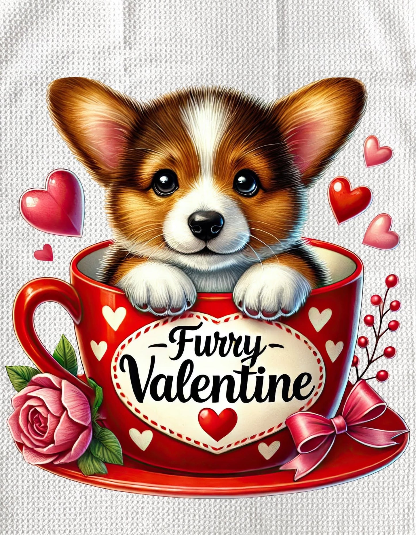 TOWELS - VALENTINE'S PUPPY FURRY VALENTINE