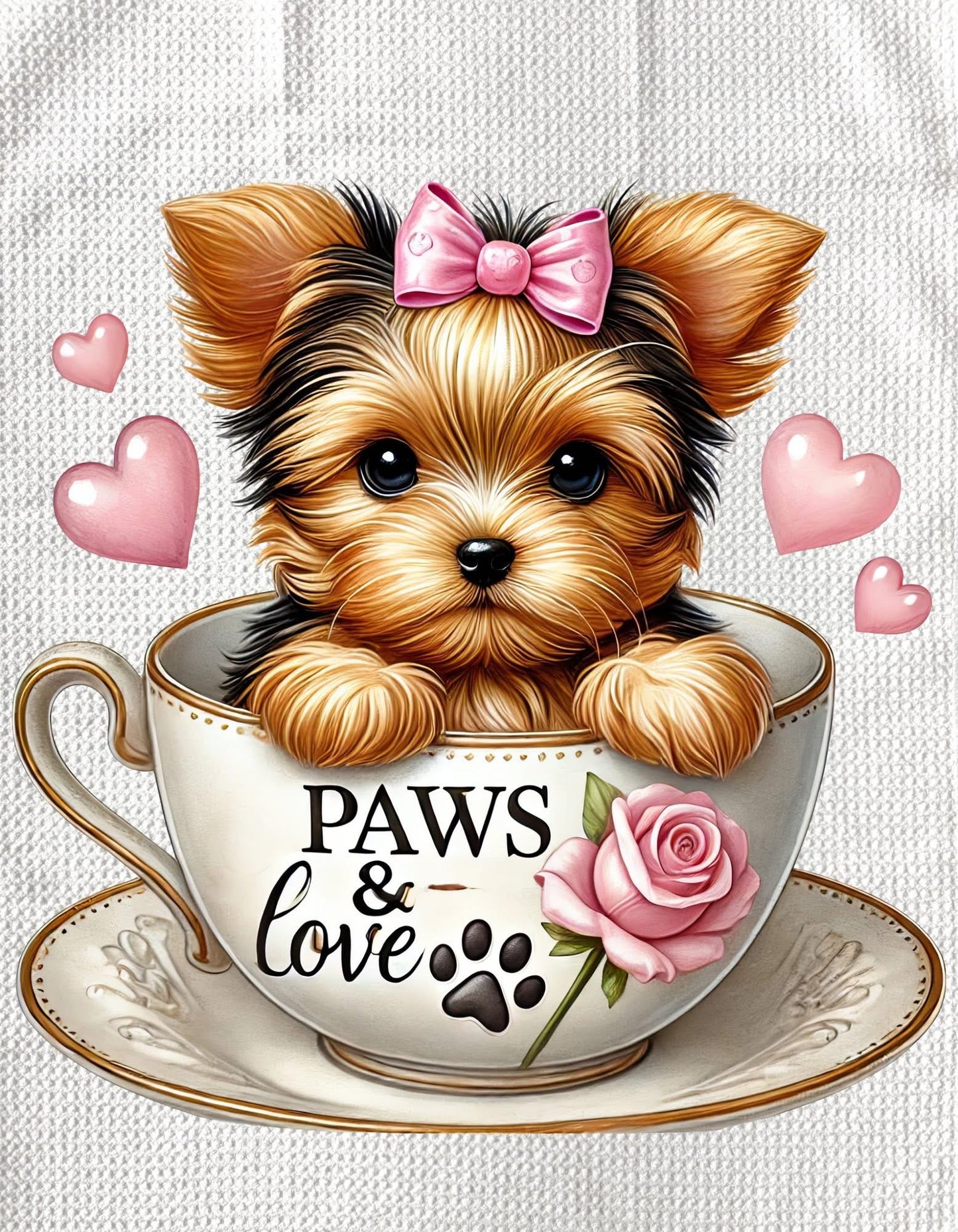 TOWELS - VALENTINE'S PUPPY PAWS & LOVE