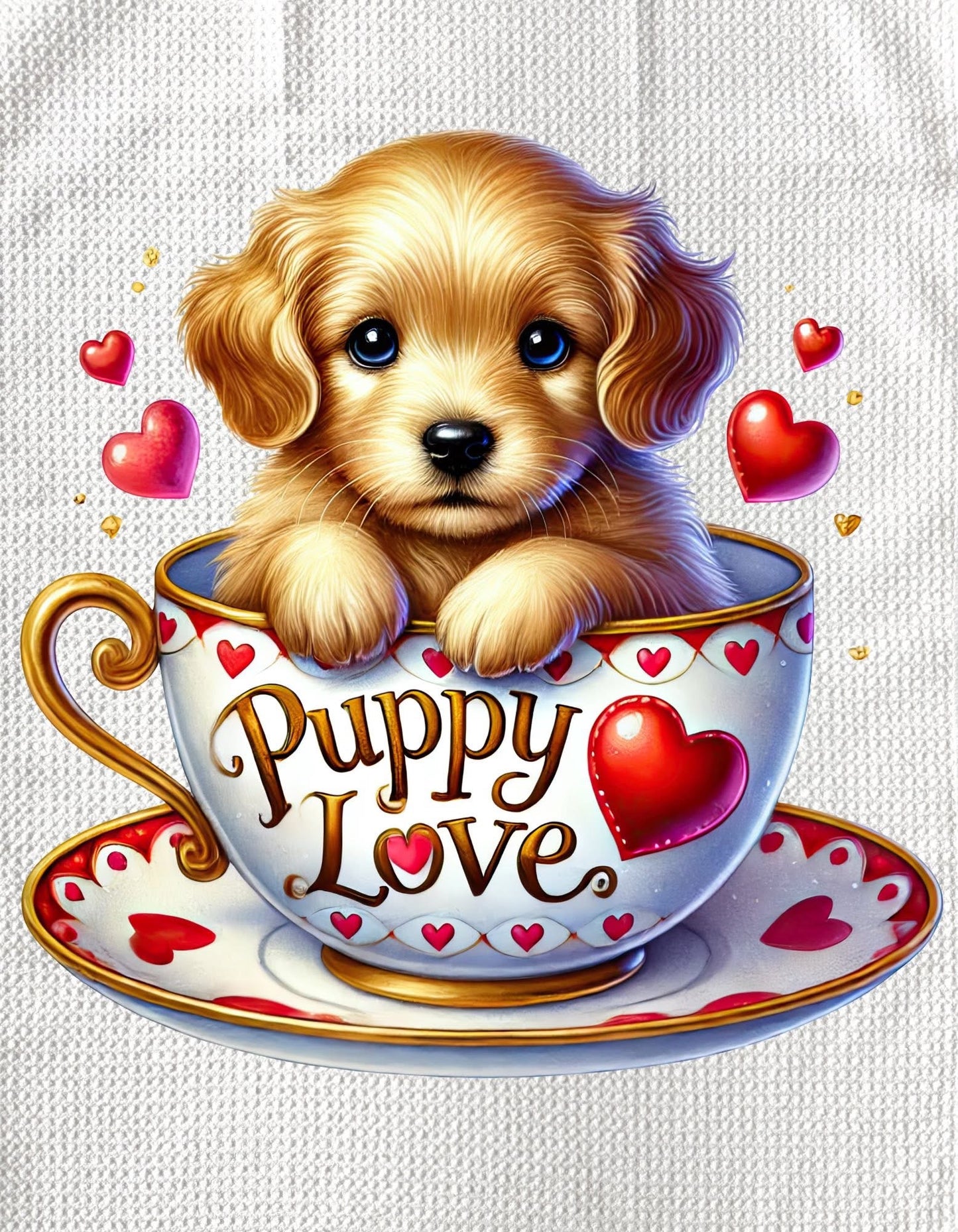 TOWELS - VALENTINE'S PUPPY LOVE HEARTS
