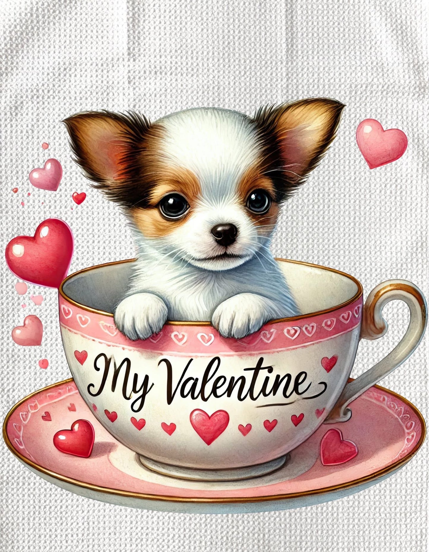 TOWELS - VALENTINE'S PUPPY MY VALENTINE TEACUP
