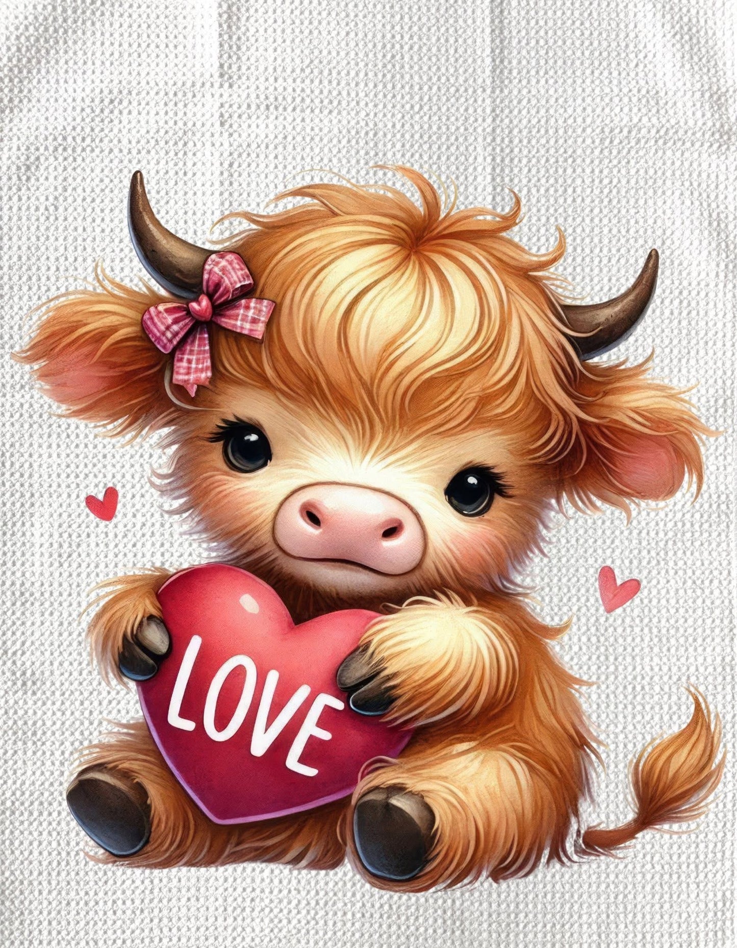 TOWELS - VALENTINE'S HIGHLAND COW LOVE HEART