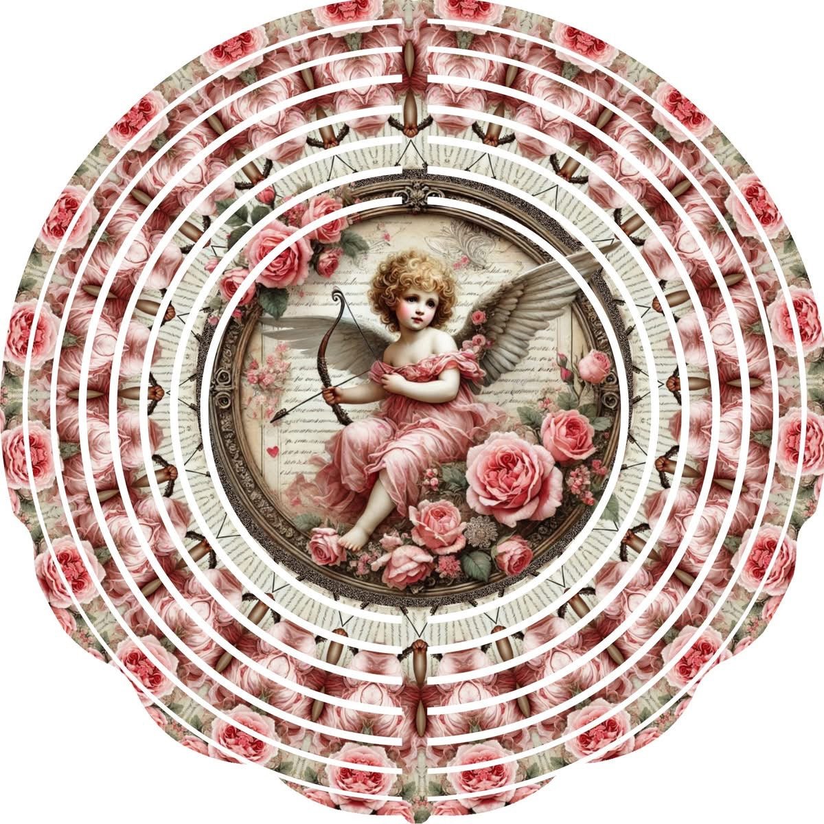 Wind Spinner with Jewel Strand Valentine's Cherub