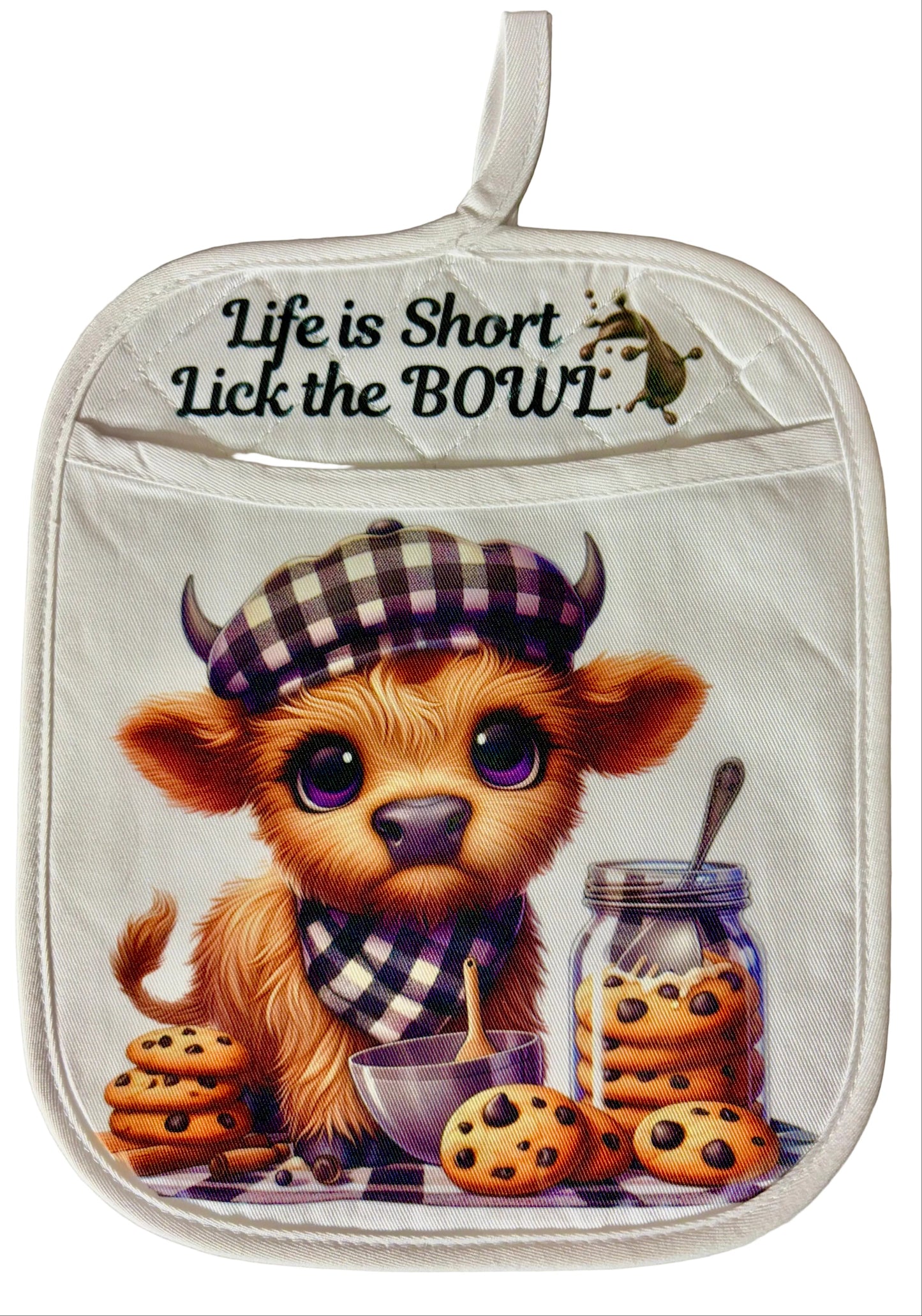 POT HOLDER - HIGHLAND COW LIFE IS SHORT