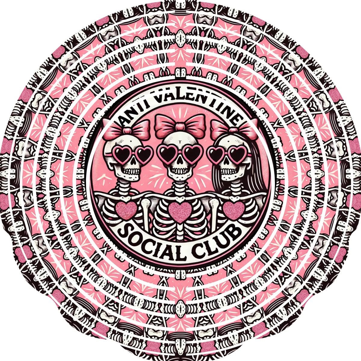 Wind Spinner with Jewel Strand Skeleton Valentine's Social Club