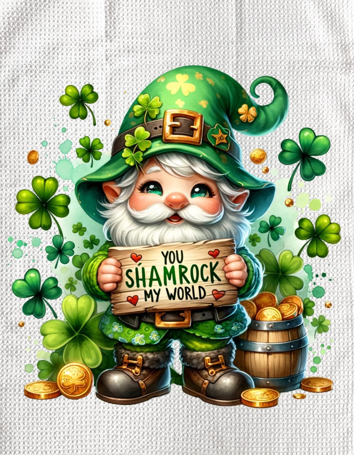 TOWELS - ST PATRICK'S GNOME SHAMROCK