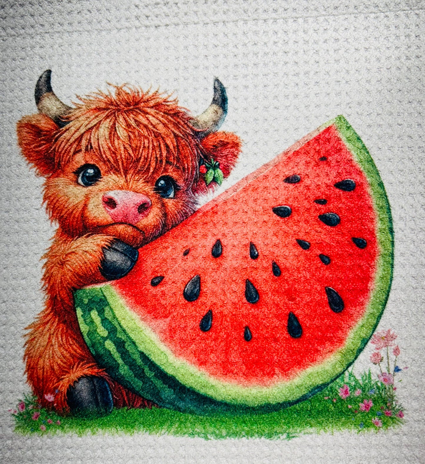 TOWELS - HIGHLAND COW FRUITS WATERMELON SLICE