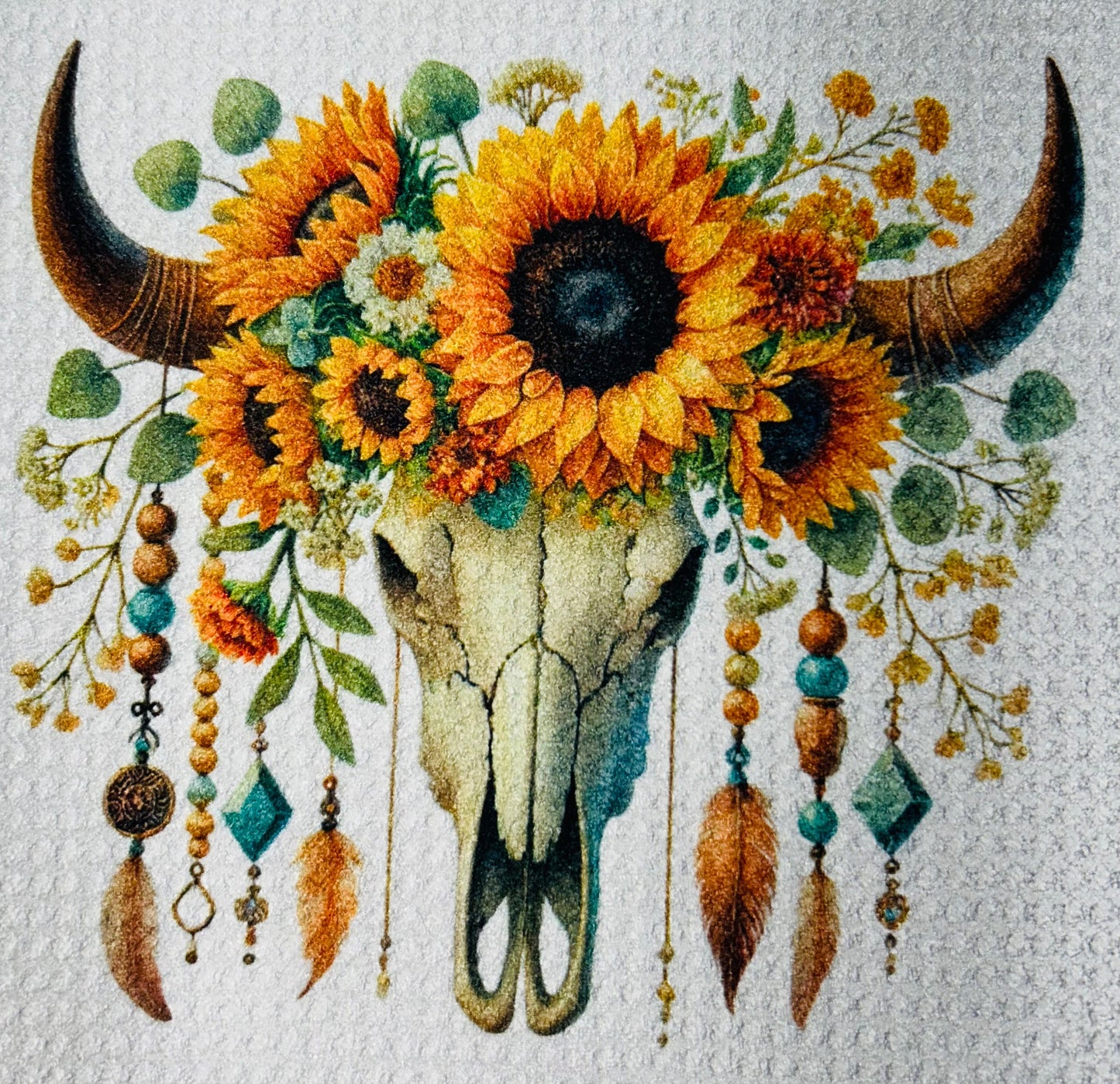 TOWELS - SOUTHWEST SKULLS SUNFLOWERS