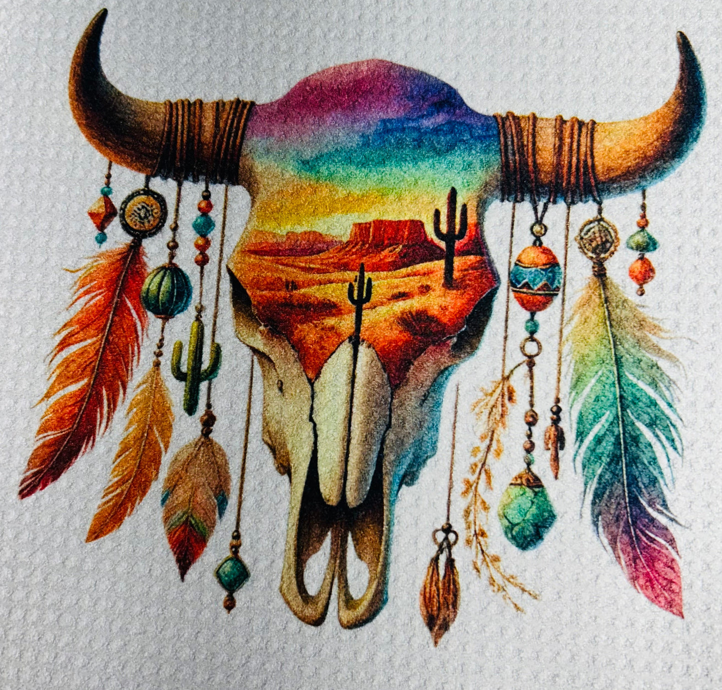 TOWELS - SOUTHWEST SKULLS SUNSET CACTUS