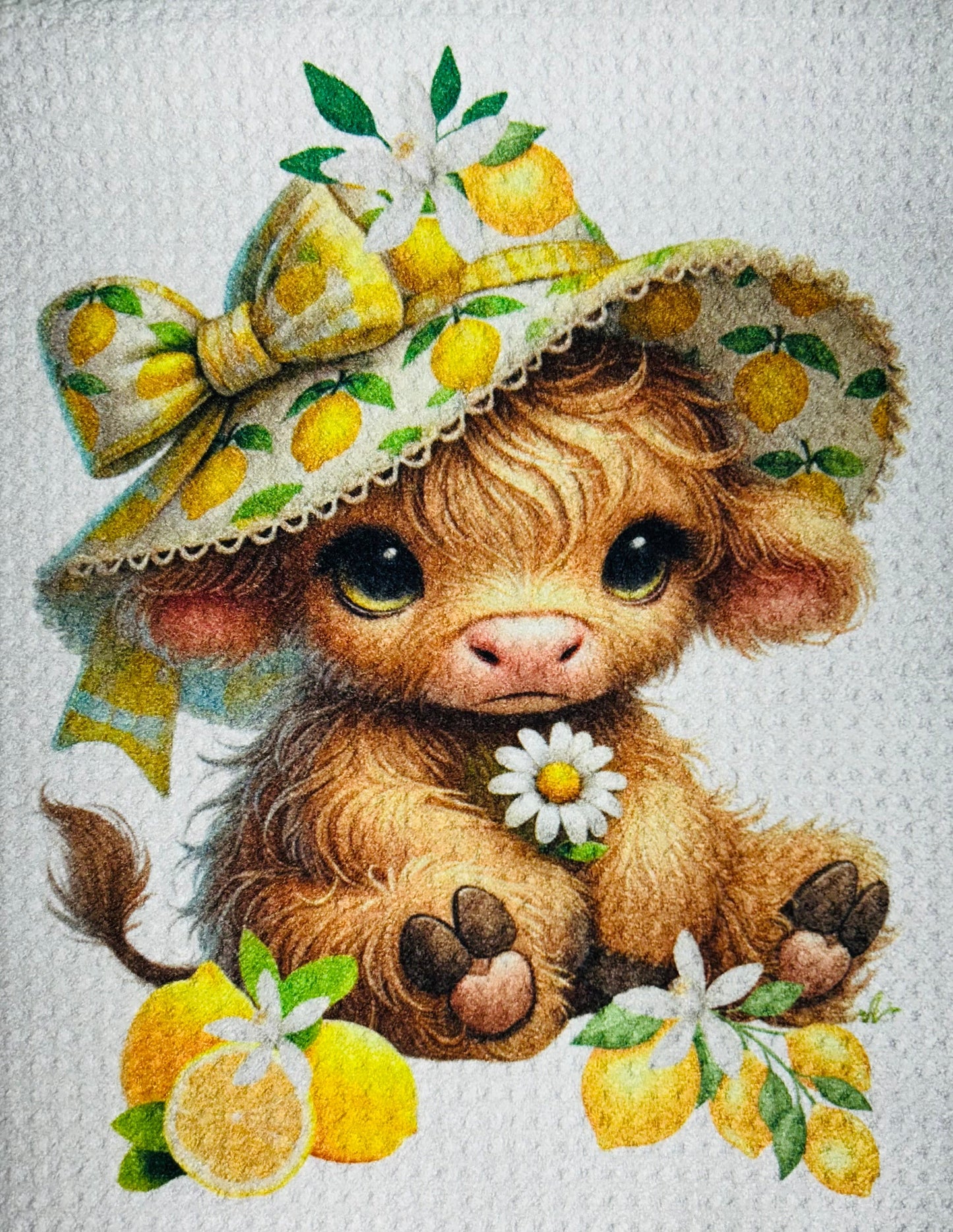 TOWELS - HIGHLAND COW FRUITS LEMON HAT