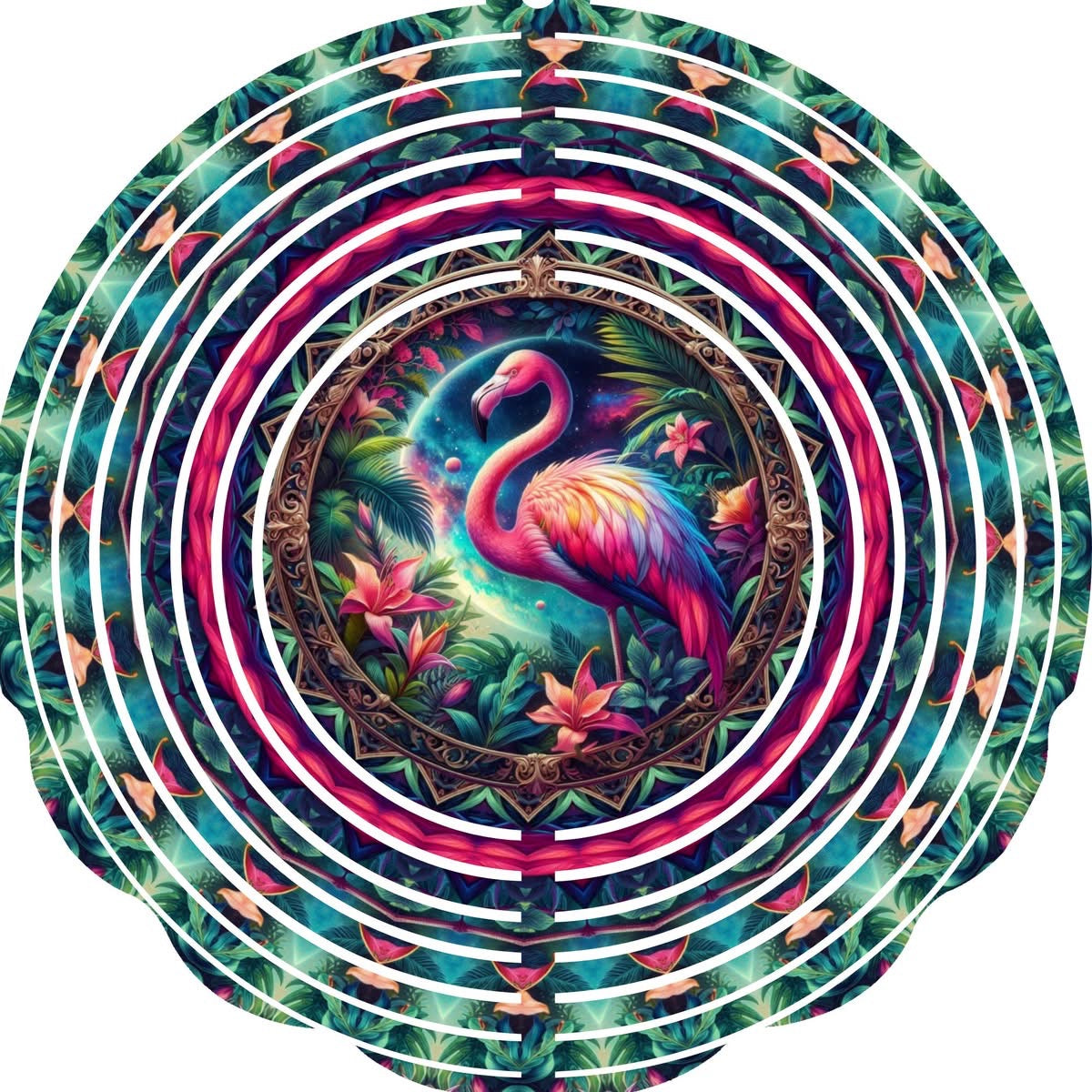 Wind Spinners with Jewel Strand Bird Flamingo Moon Light