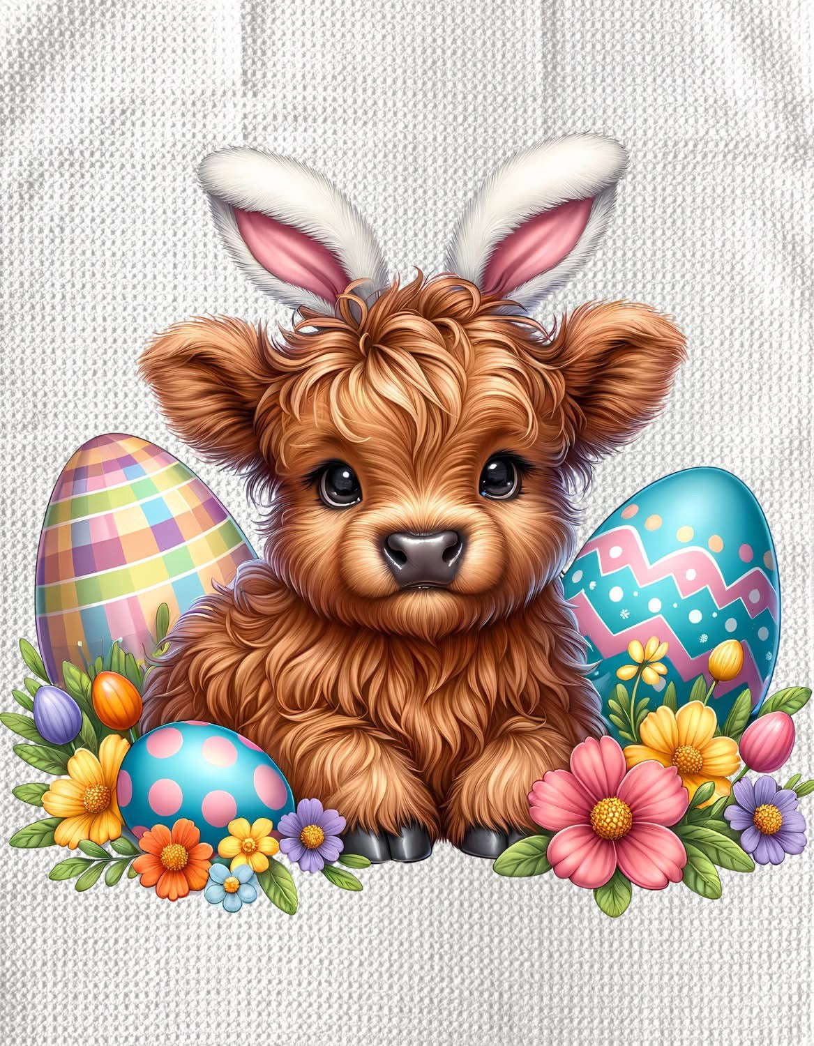 TOWELS - HIGHLAND COW EASTER AND EGGS