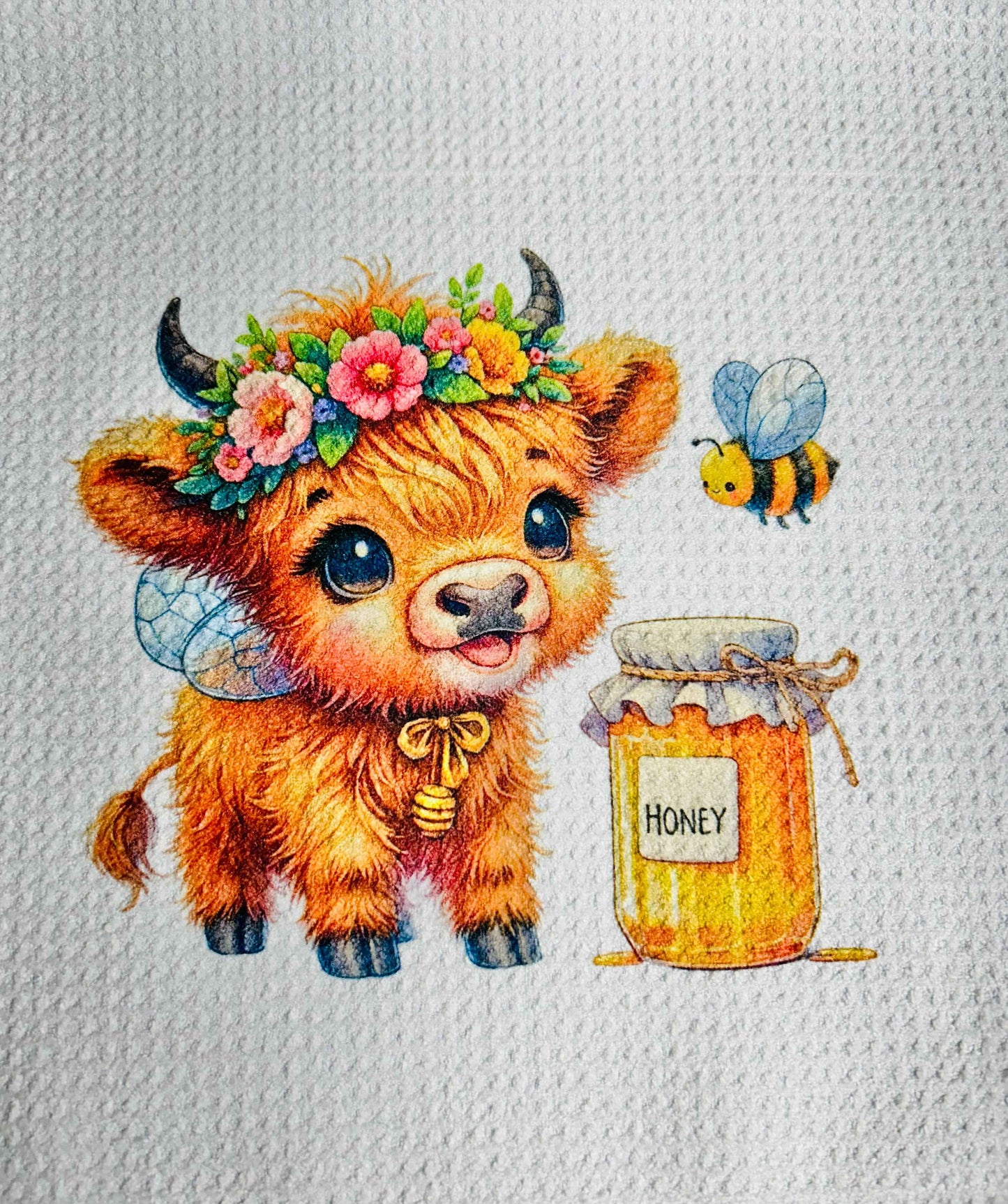 TOWELS - HIGHLAND COW BEE/HONEY FLORAL