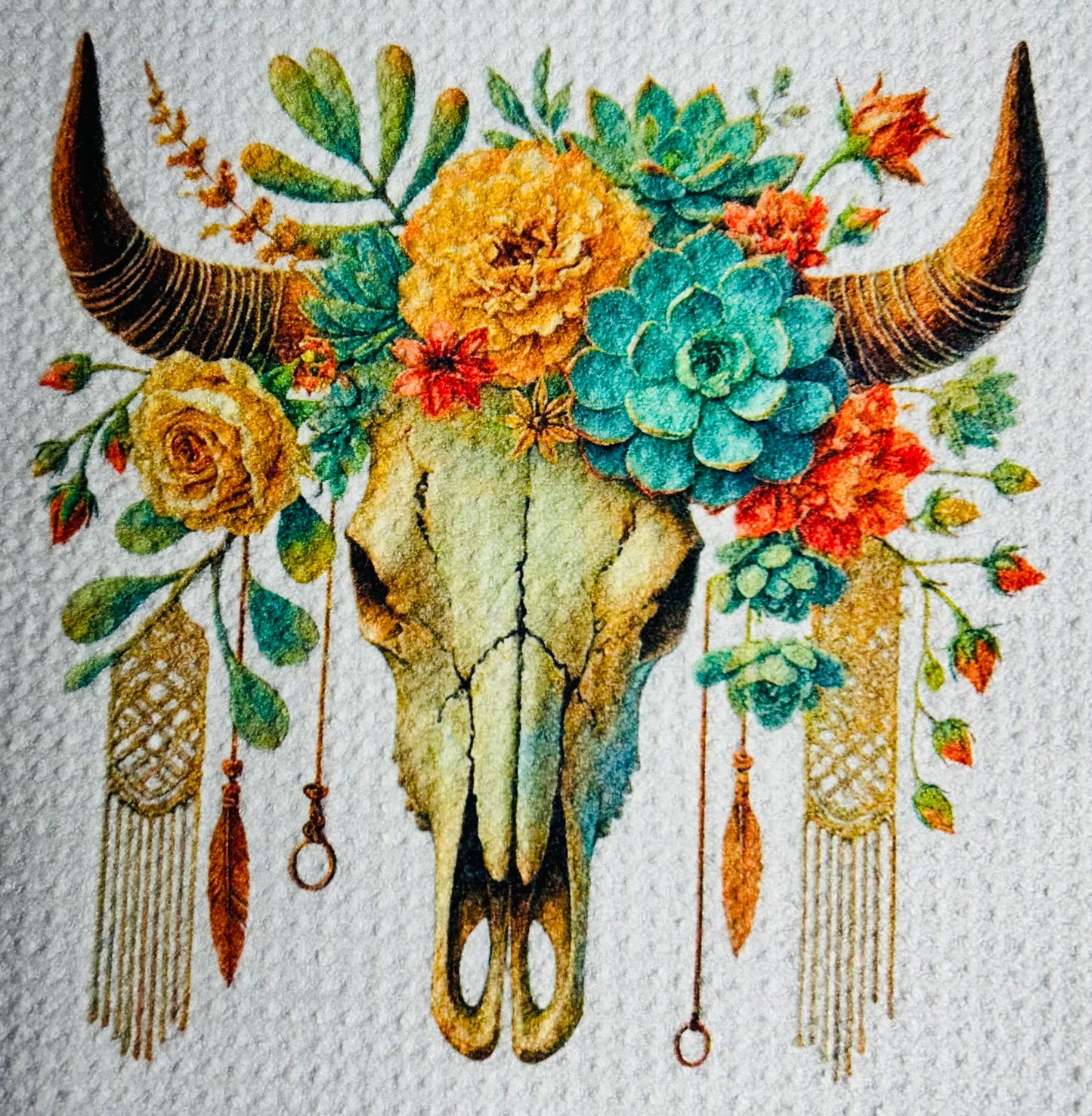 TOWELS - SOUTHWEST SKULLS CACTI TEAL