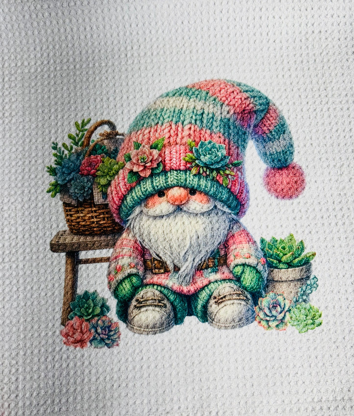 TOWELS - GNOME SUCCULENTS SITTING BY BENCH