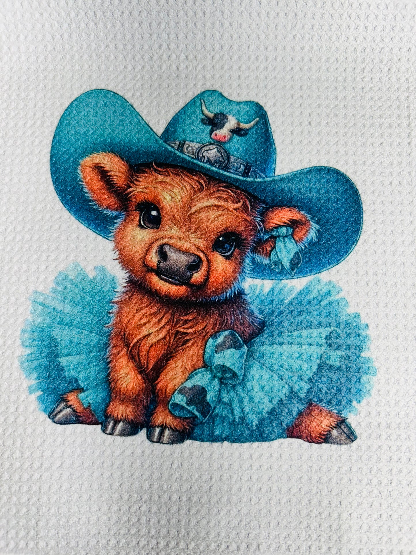 TOWELS - HIGHLAND COW HAT BLUE & TUTU