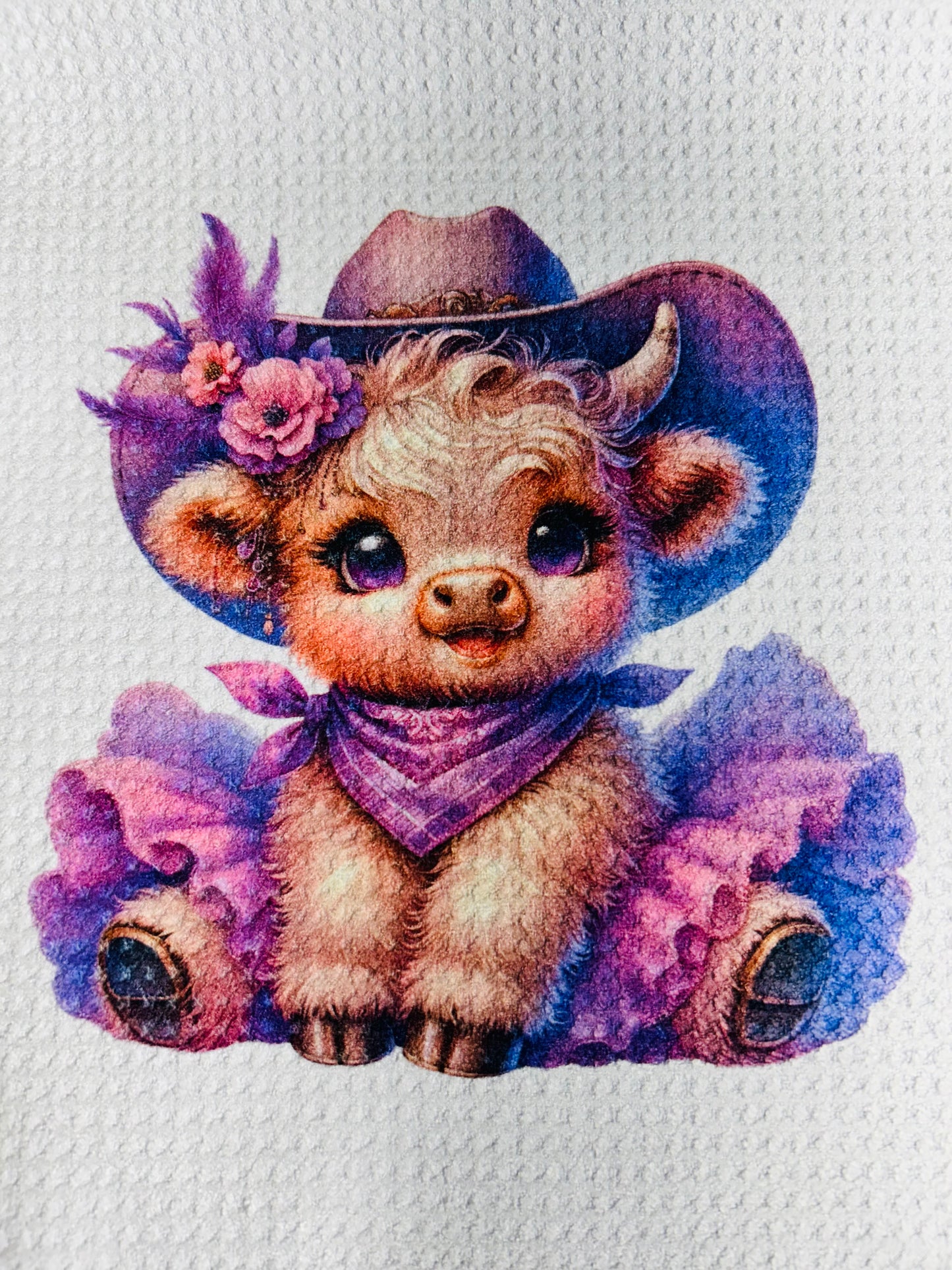 TOWELS - HIGHLAND COW HAT PURPLE BANDANA