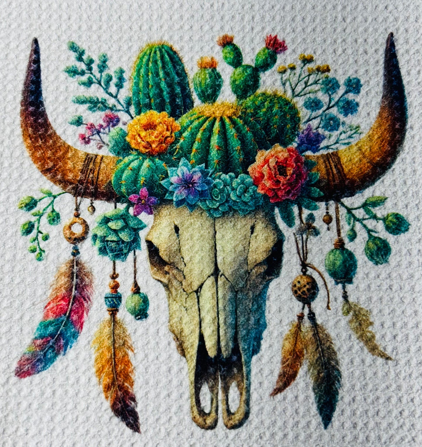 TOWELS - SOUTHWEST SKULLS CACTUS FLOWERS