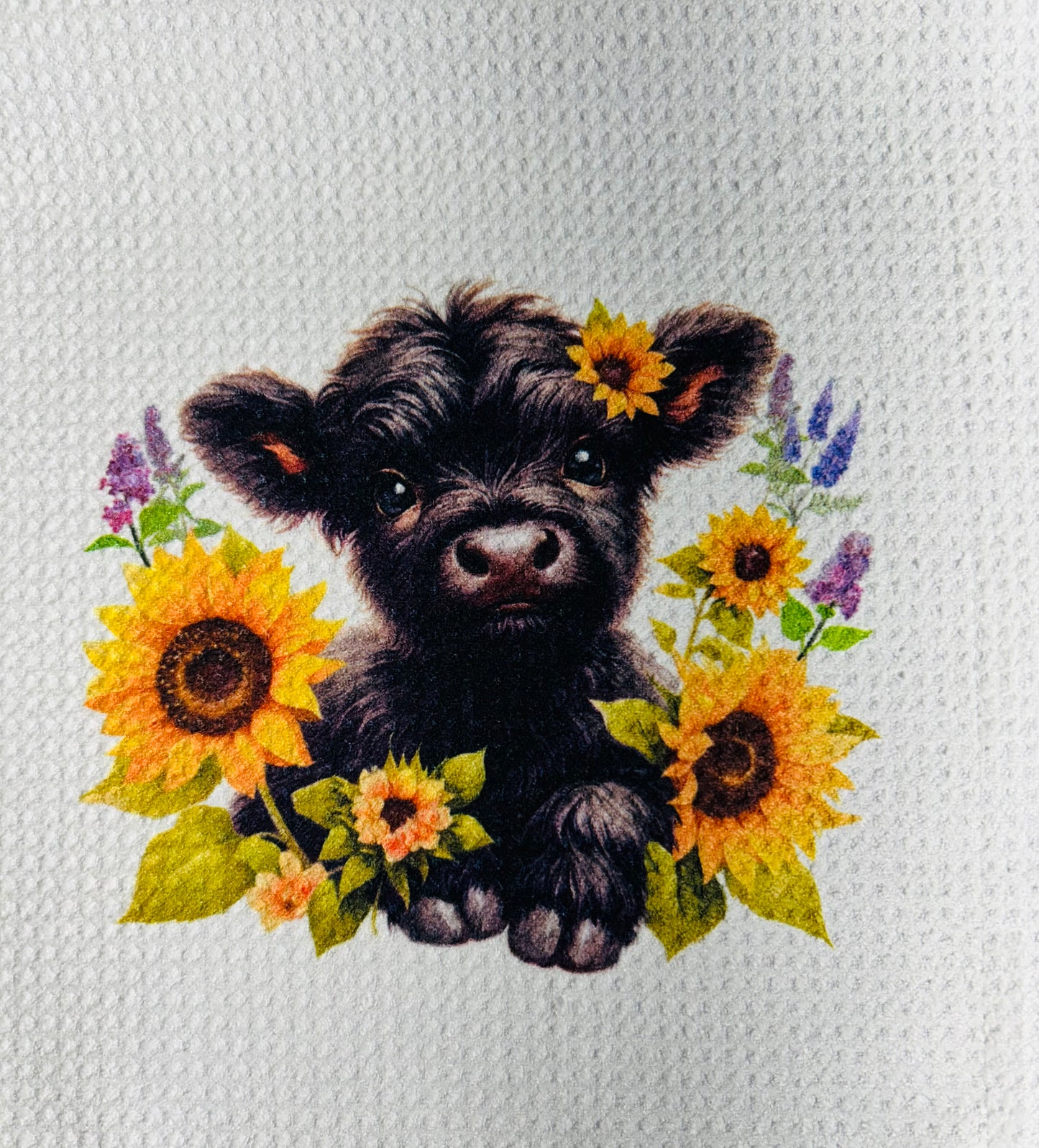 Towels - HIGHLAND COW SUNFLOWER LAYING ON GROUND