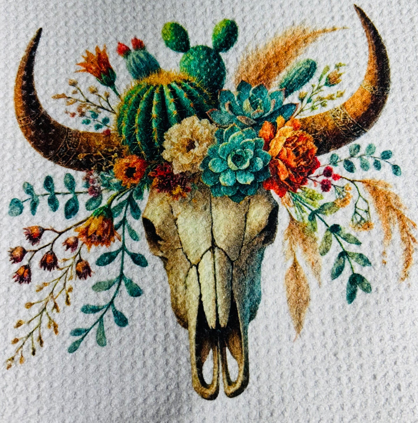 TOWELS - SOUTHWEST SKULLS CACTI FLOWERS