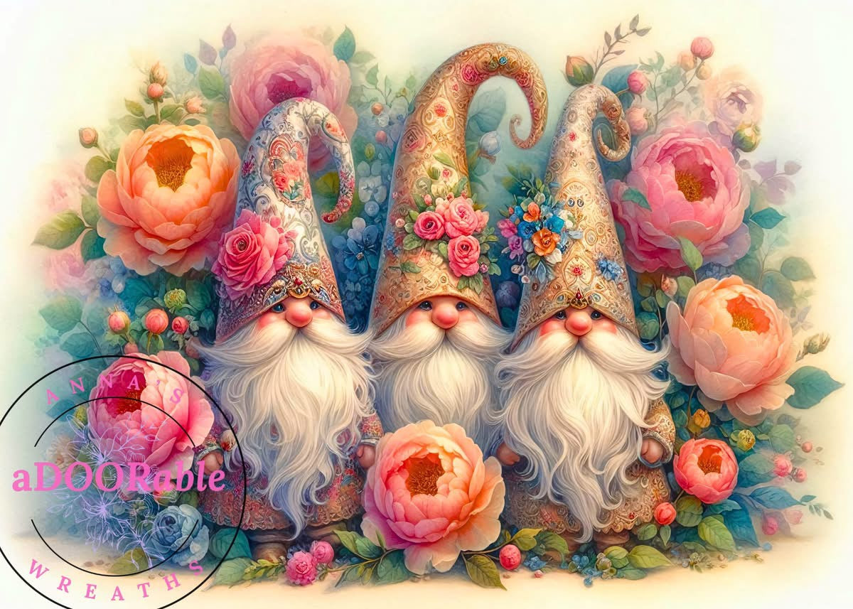 Tempered Glass Cutting Board Gnomes Floral Gnomies
