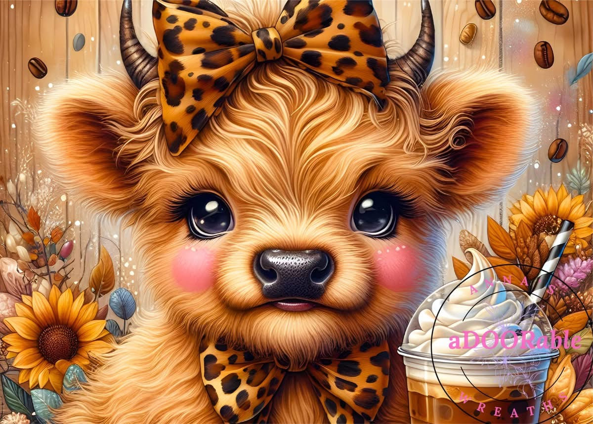 Tempered Glass Cutting Board Highland Cow Animal Print