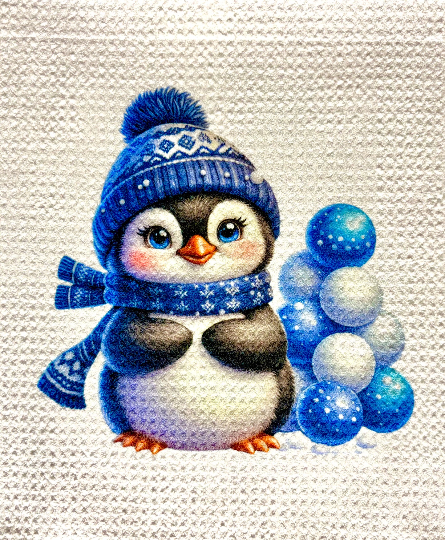 TOWELS - WINTER PENQUIN WITH SNOWBALLS